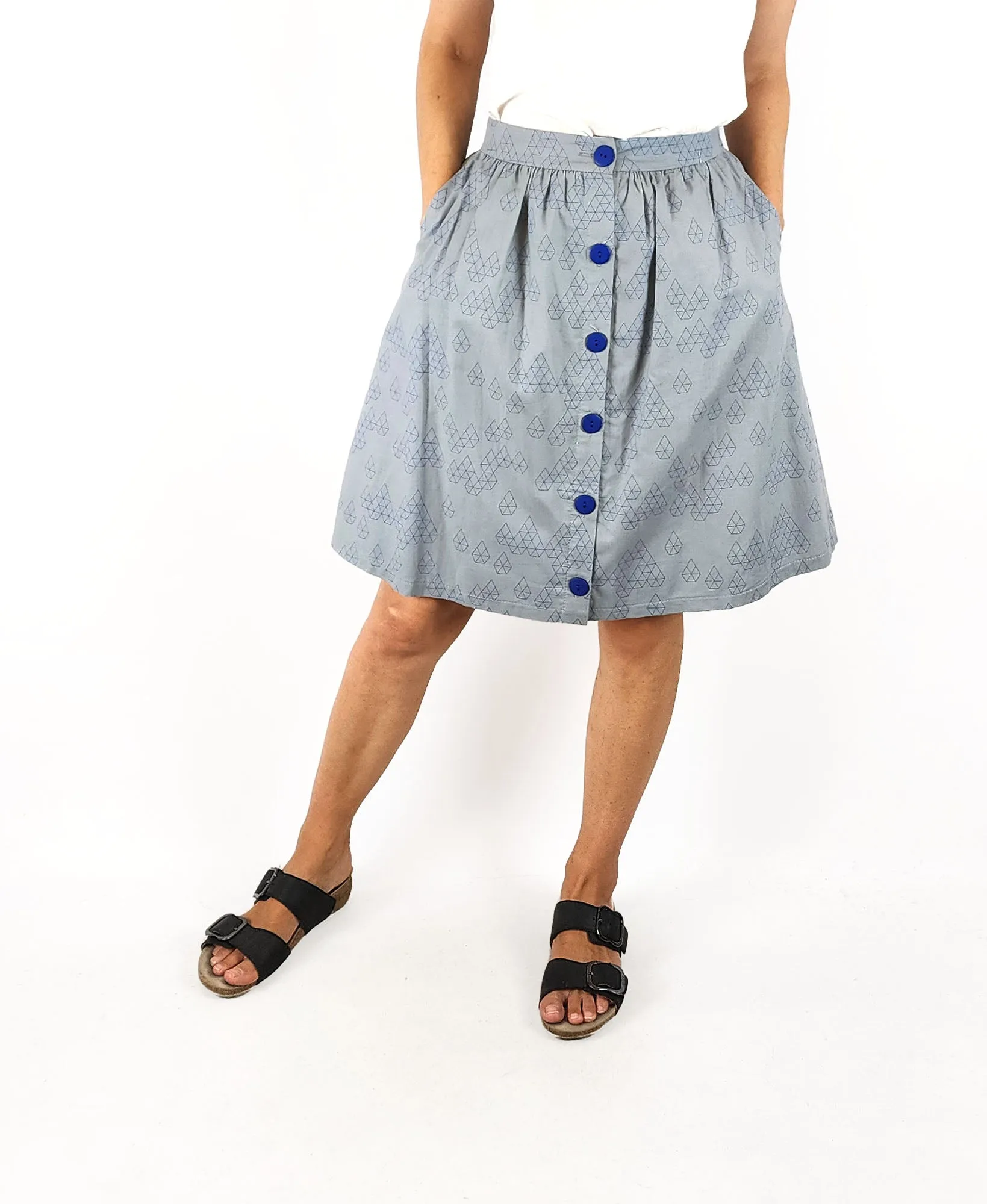 Kumo blue cotton print skirt size 8