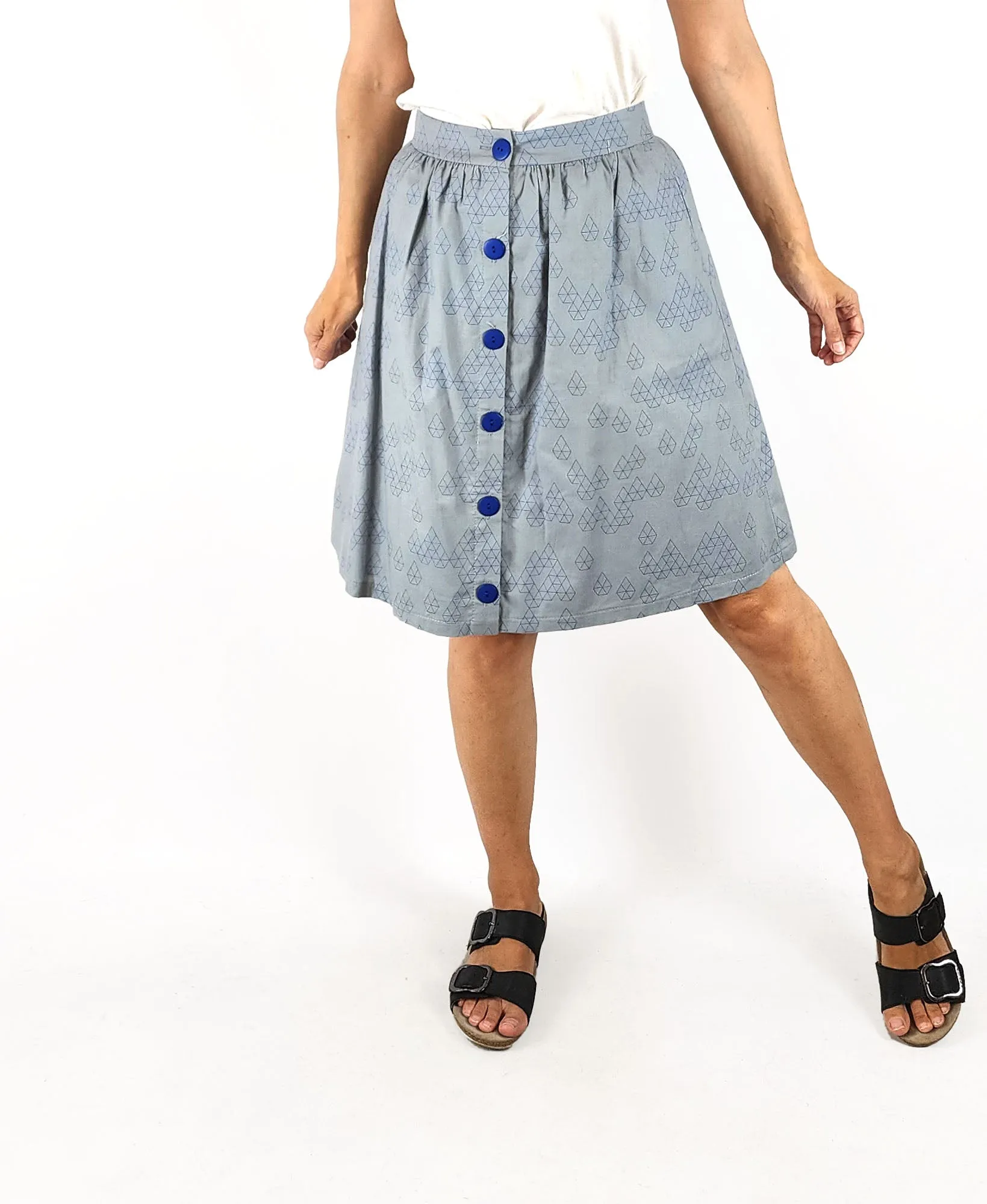 Kumo blue cotton print skirt size 8