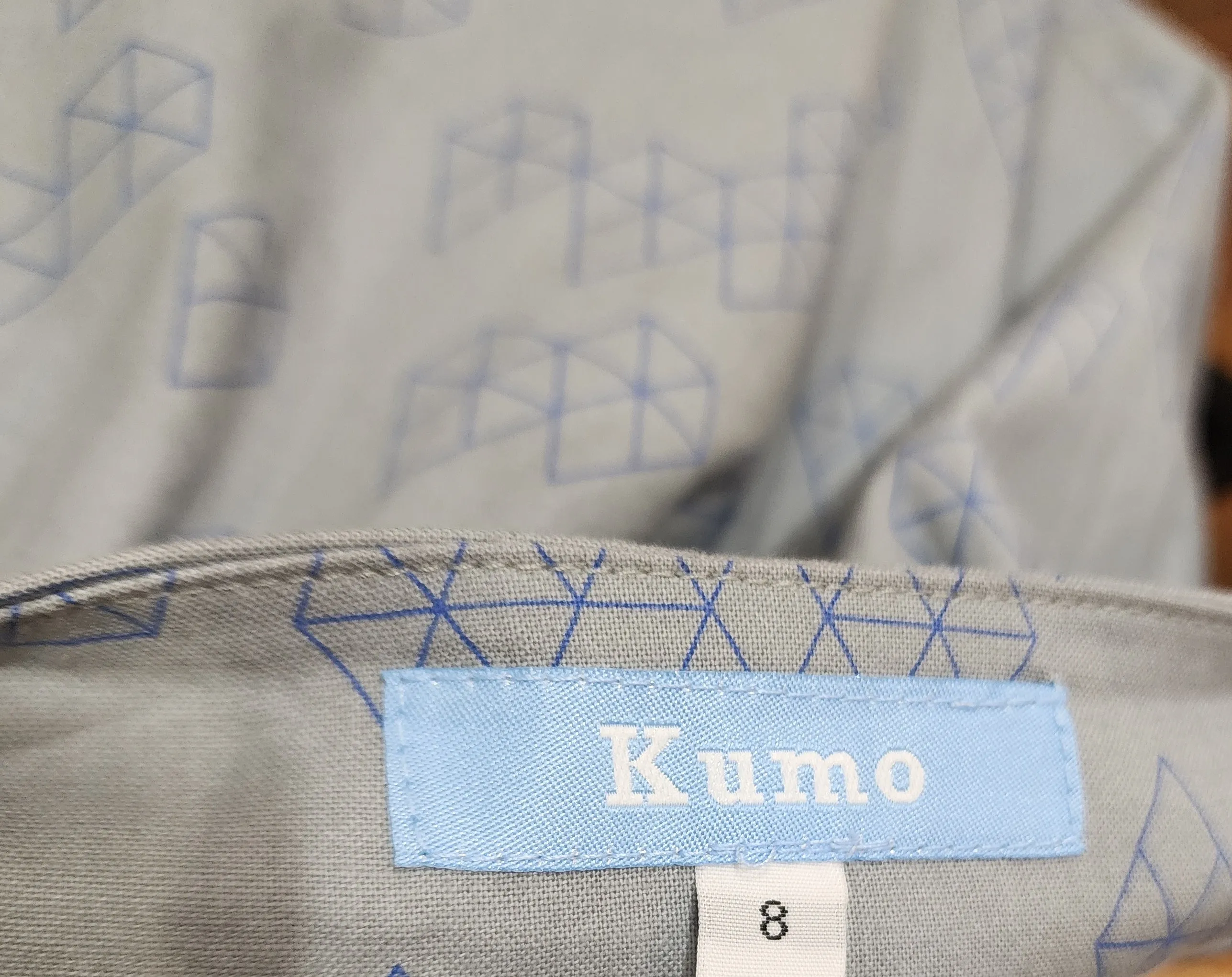 Kumo blue cotton print skirt size 8