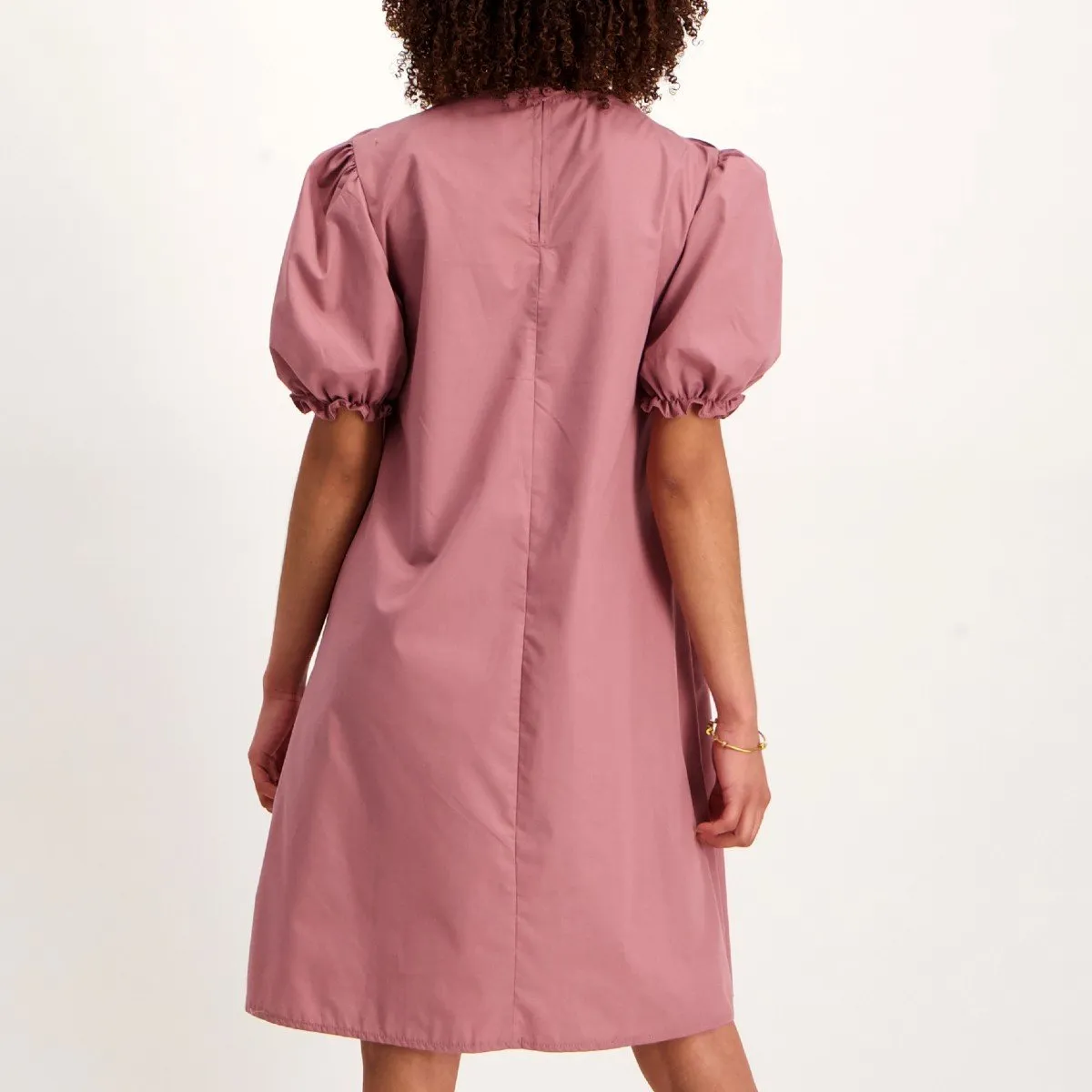 Ladies Frill Shift Dress - Mauve