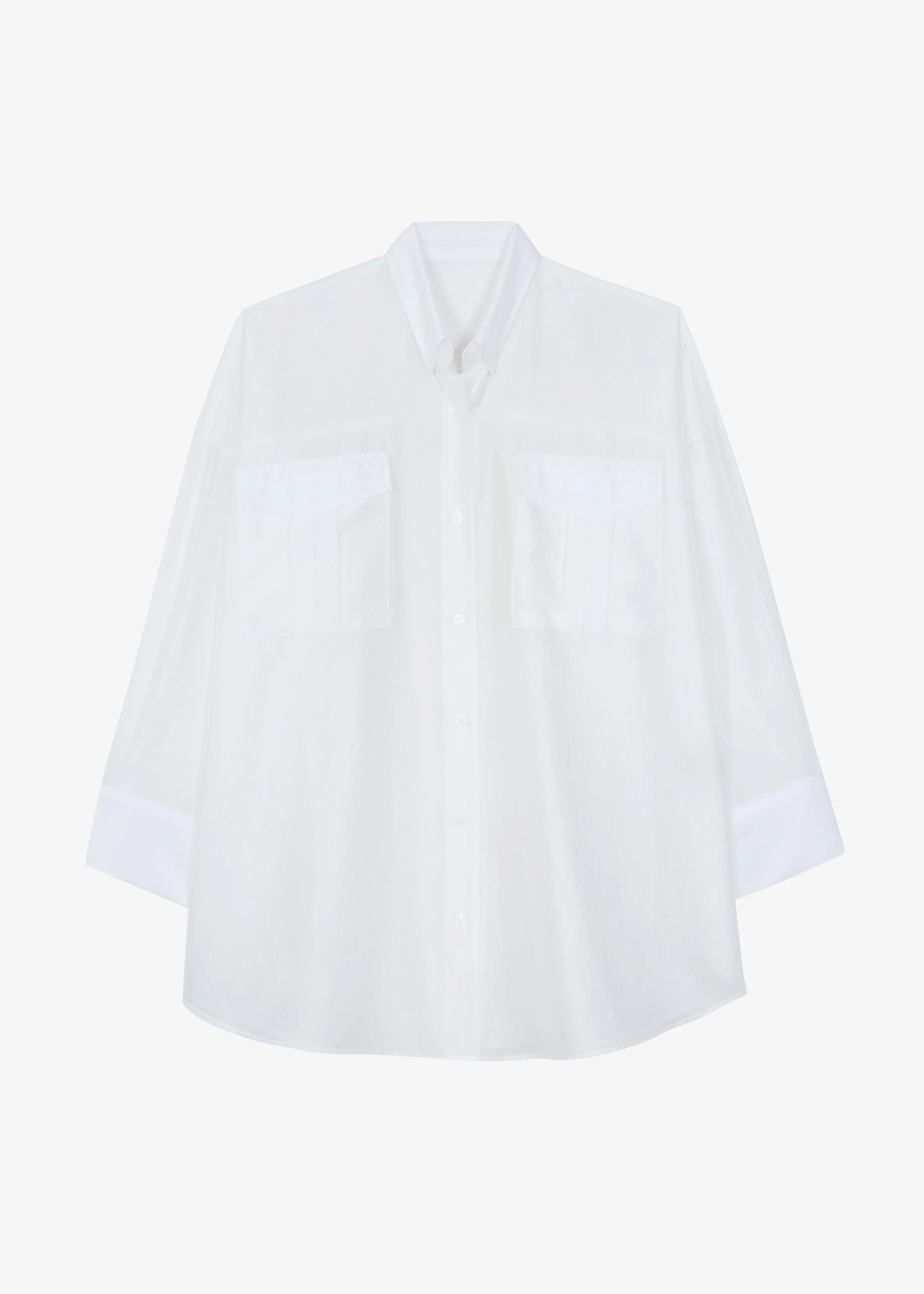 Laure Oversized Sheer Button Up Shirt - White