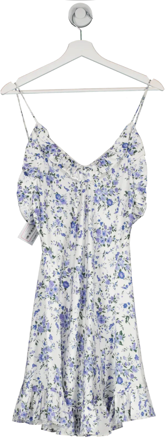 les reveries White Floral Print Floaty Mini Dress UK 6