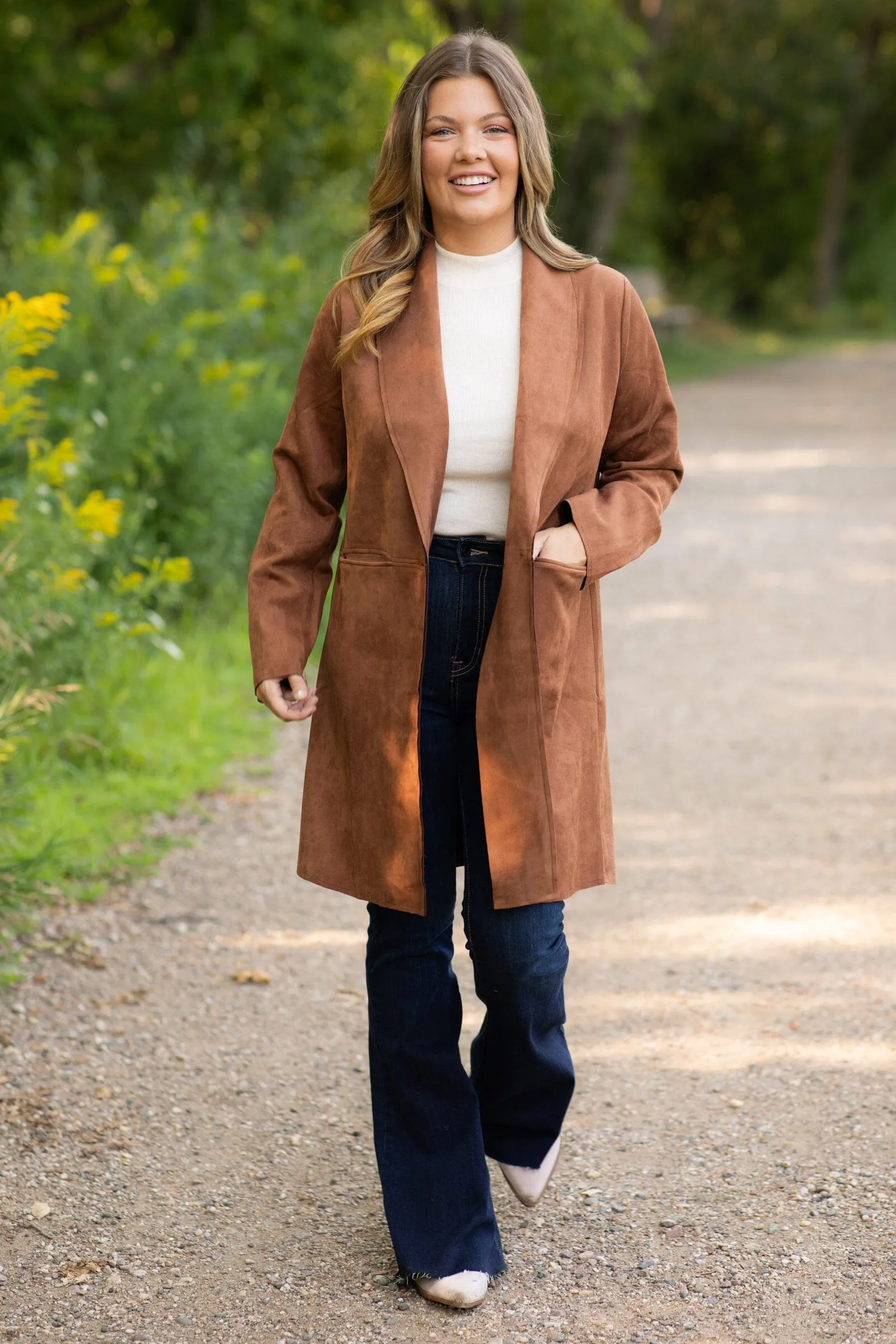Light Chestnut Faux Suede Jacket