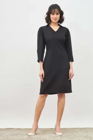 Lofty Collared Shift Dress - Black