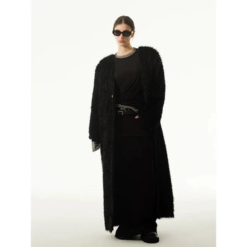 Long Black Plush Coat