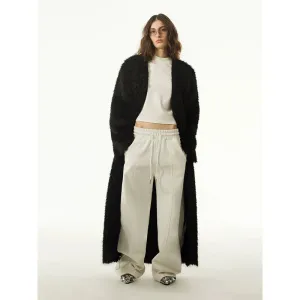 Long Black Plush Coat