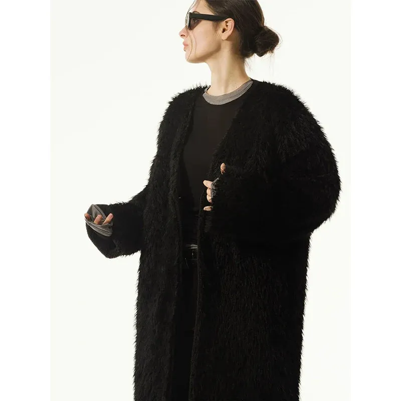 Long Black Plush Coat