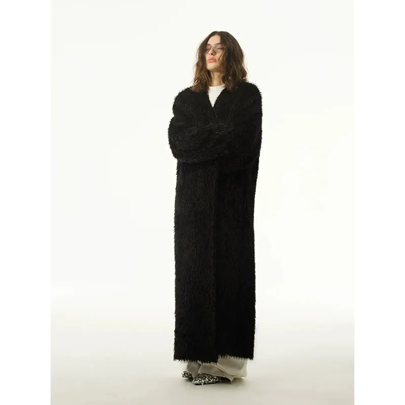 Long Black Plush Coat