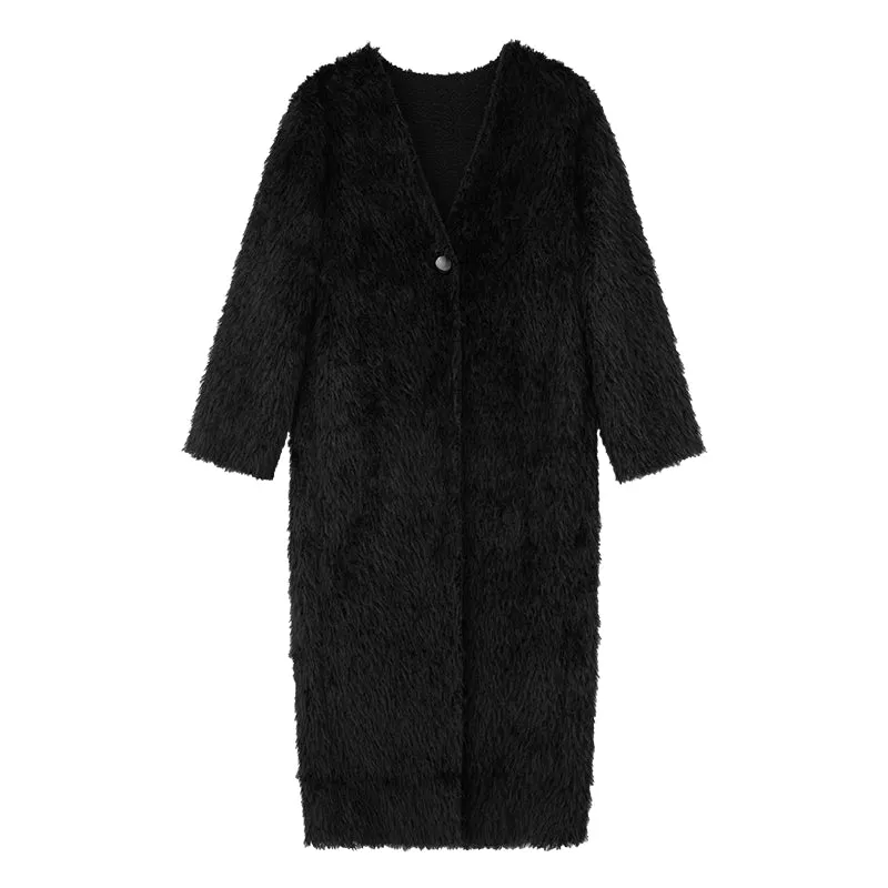 Long Black Plush Coat