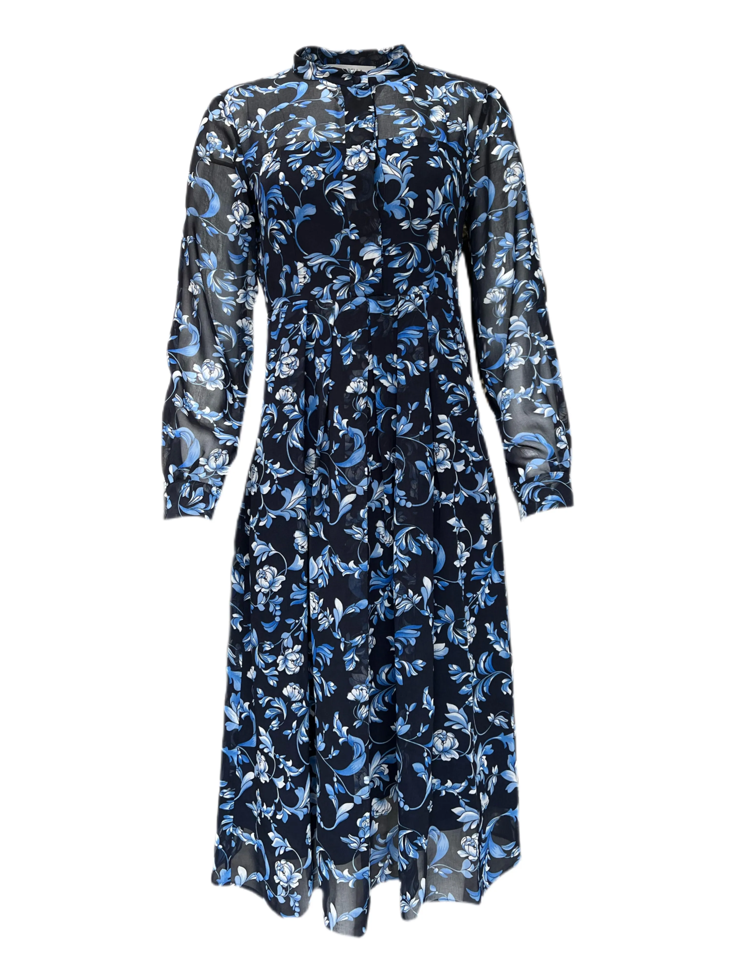 Marella By Max Mara Women's Blue Cloruro Printed A Line Dress Size 8 NWT