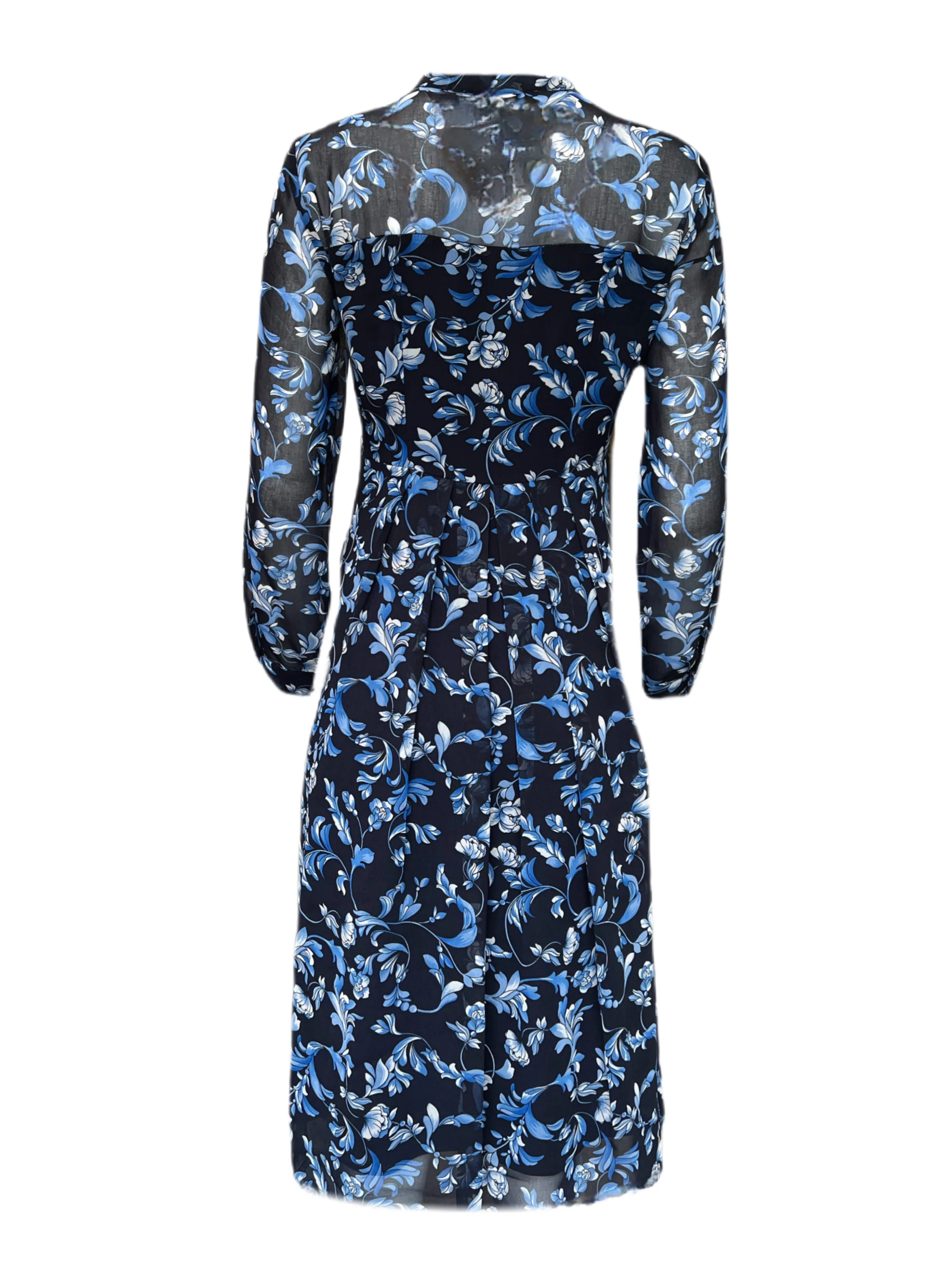 Marella By Max Mara Women's Blue Cloruro Printed A Line Dress Size 8 NWT
