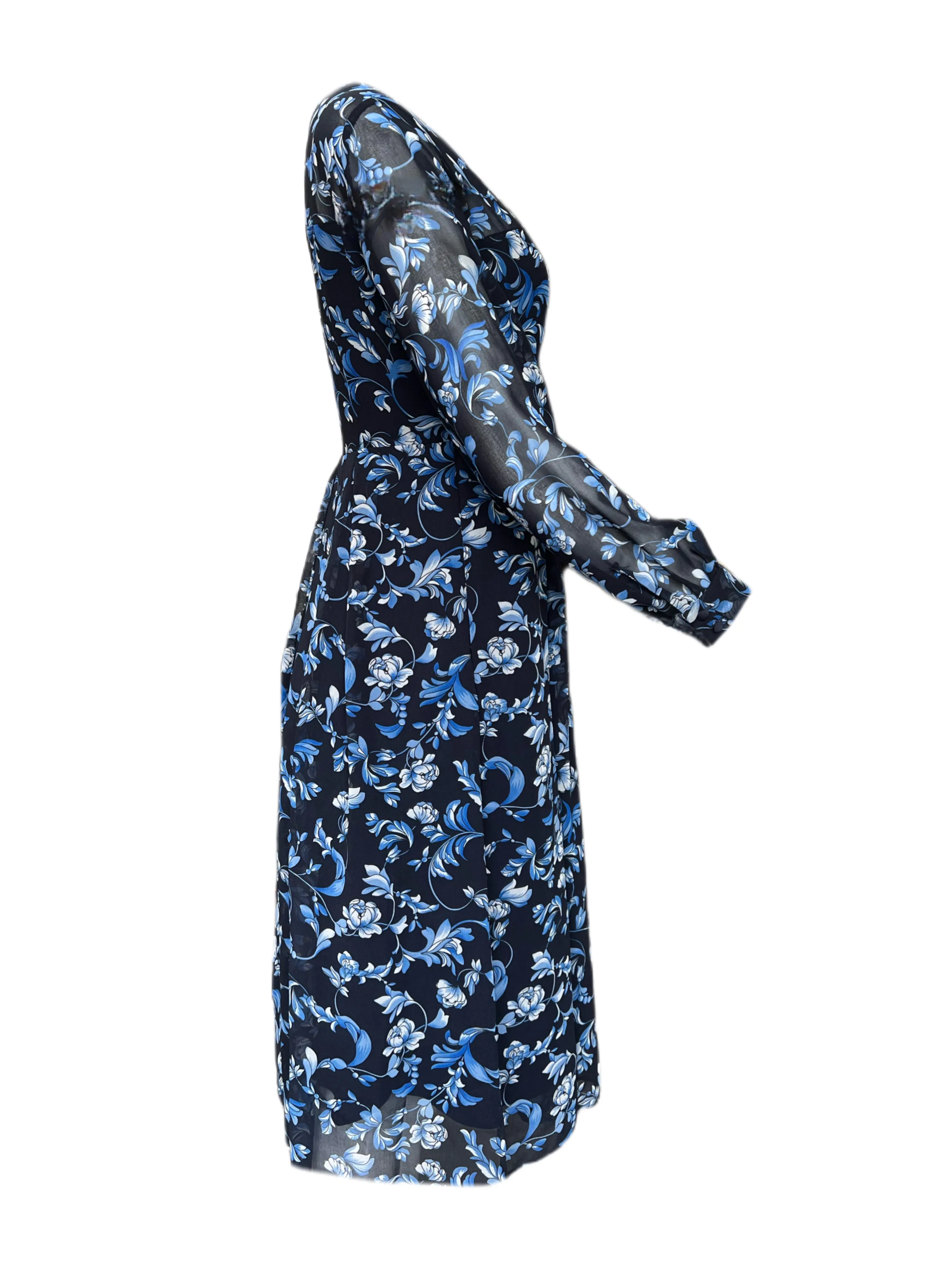 Marella By Max Mara Women's Blue Cloruro Printed A Line Dress Size 8 NWT