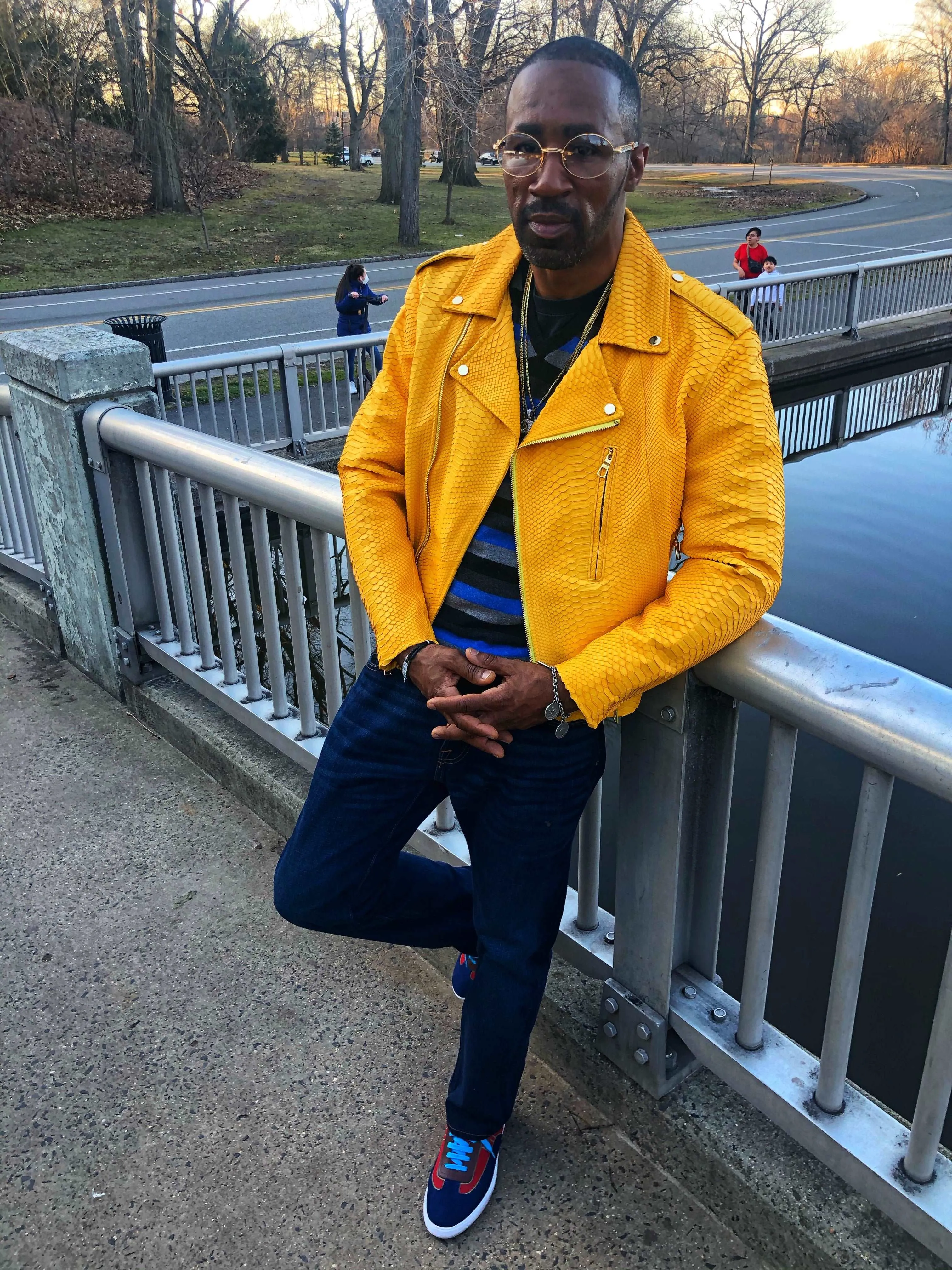 Men's CustomMade Yellow  Python Motorcycle Jacket