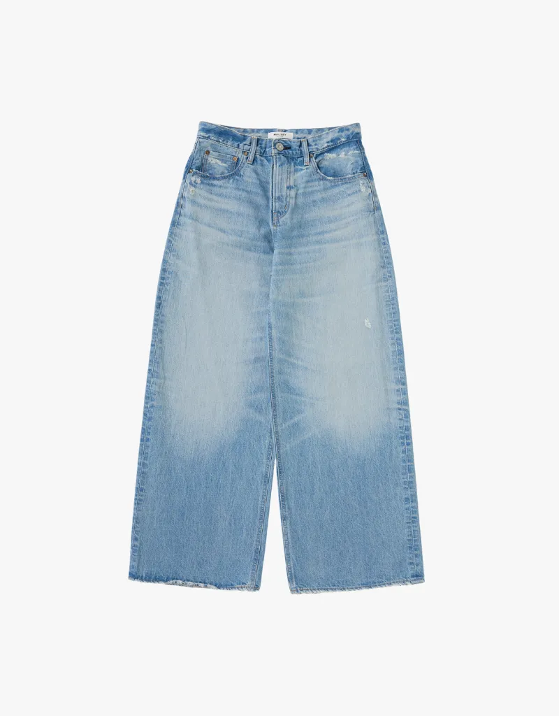 Moussy Vintage Lowell Super Wide Jeans in Light Blue