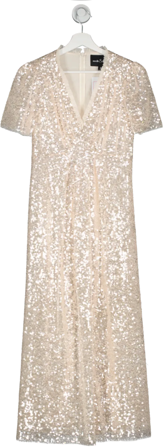 Needle & Thread Pink Mila Gloss Ankle Gown UK 8