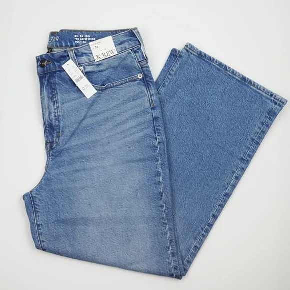 New JCREW Sz 31 High-Rise Slim-Wide Jeans 1996 Semi-Stretch Ella Wash $148 CC577