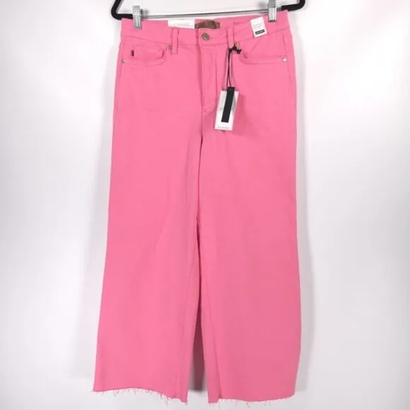 NWT JUDY BLUE GARMENT DYED HIGH WAIST Jeans JB88822C Wide Leg Raw Hem Size 11/30
