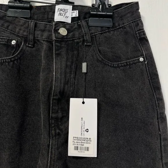 NWT Princess Polly Cece Hammer wide Leg knee rip jeans size 4