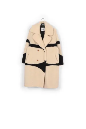 Off-white and black teddy coat