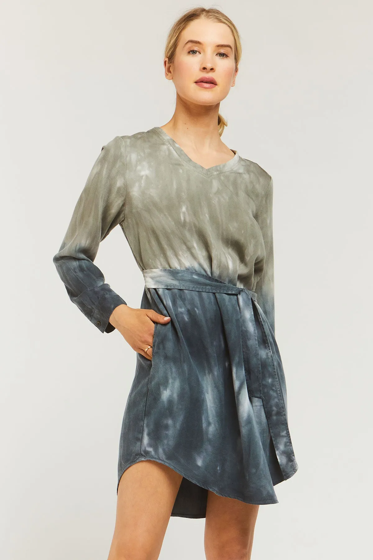 Paison olive ombre tie dye dress