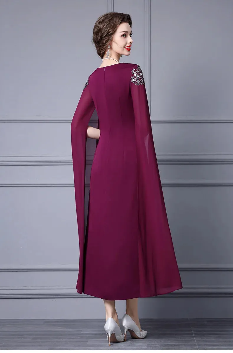 Paris Embroidered Flares Solid Red Temperament Office Lady Pencil Dress
