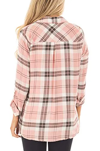 Plaid Button Down Cuffed Shirt