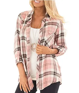 Plaid Button Down Cuffed Shirt