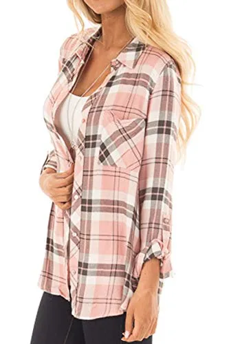 Plaid Button Down Cuffed Shirt