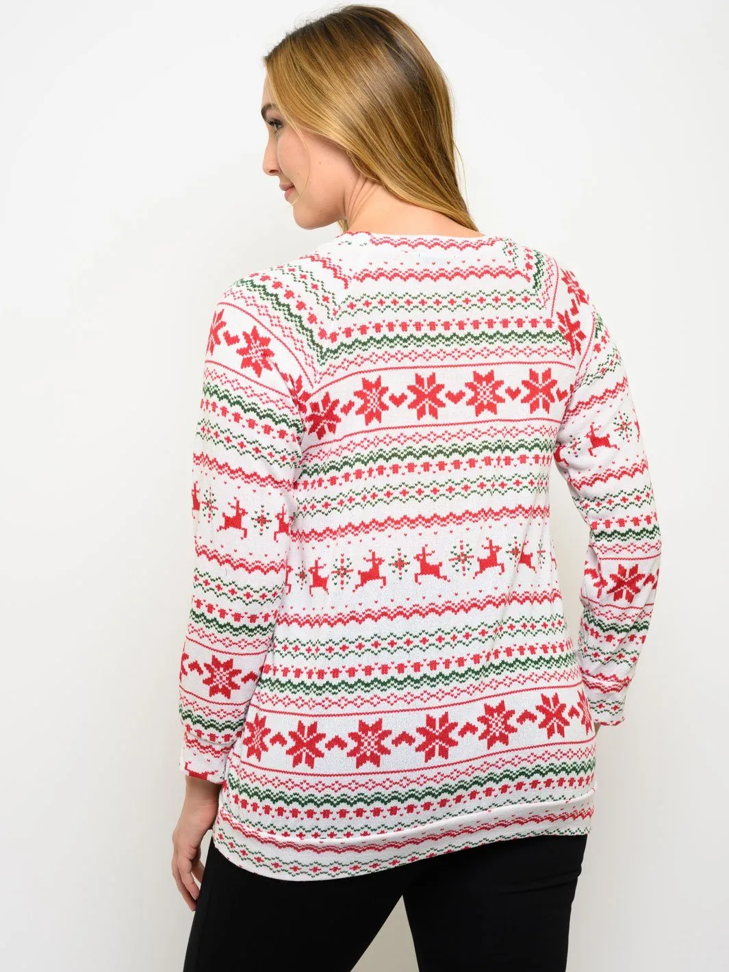 PLUS SIZE MULTI PRINT LONG SLEEVE POCKETS TOP