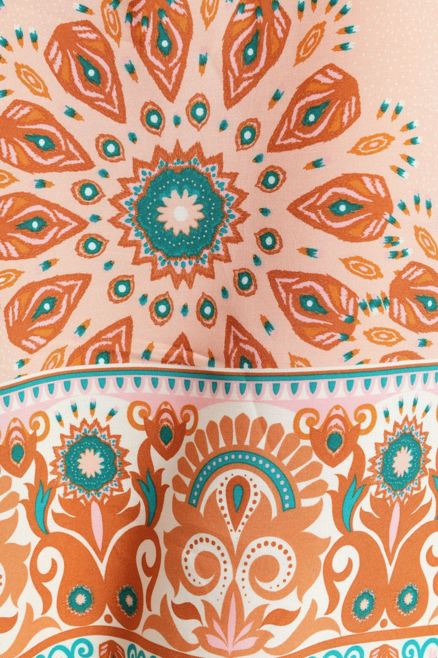 Printed Shift Mini Dress With Border & Pockets - Multi