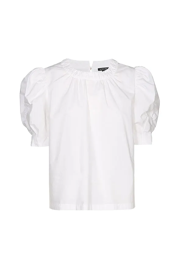 PUFF SLEEVE ELASTICATED NECK BLOUSE