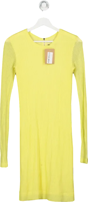 Rag & Bone Yellow Cotton Rib Knit Long Sleeve Dress UK XS