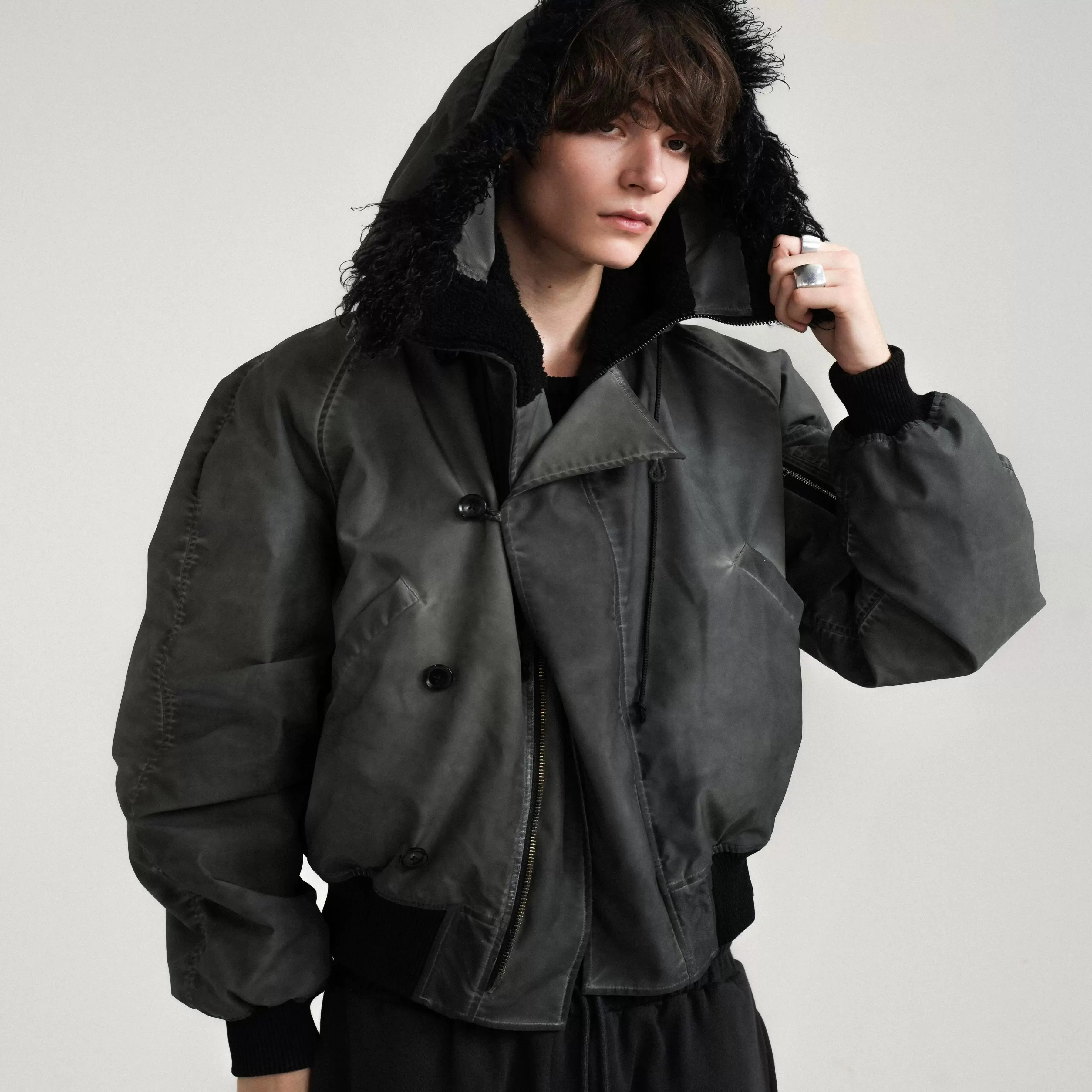 Retro 21 Nylon Fur-Collar Jacket