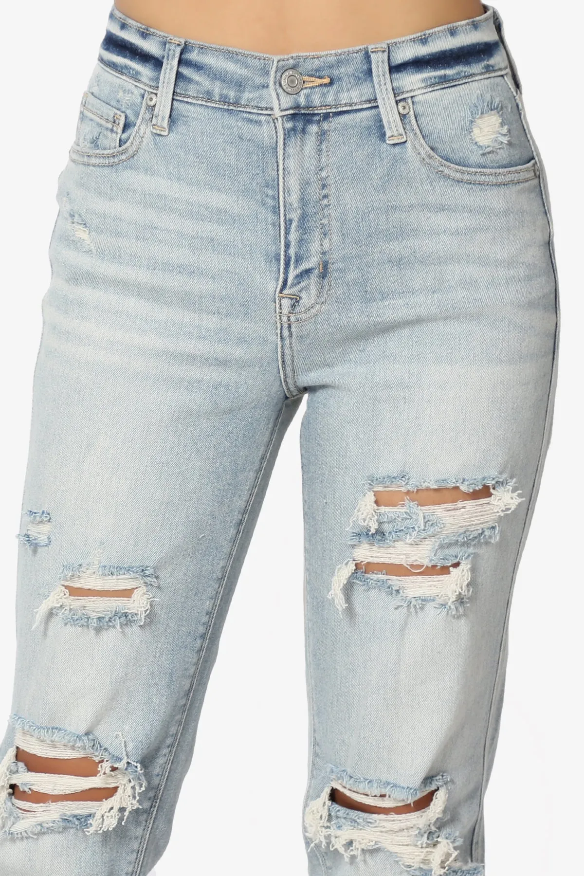 Rocky High Rise Distressed Boyfriend Jeans in ICMP