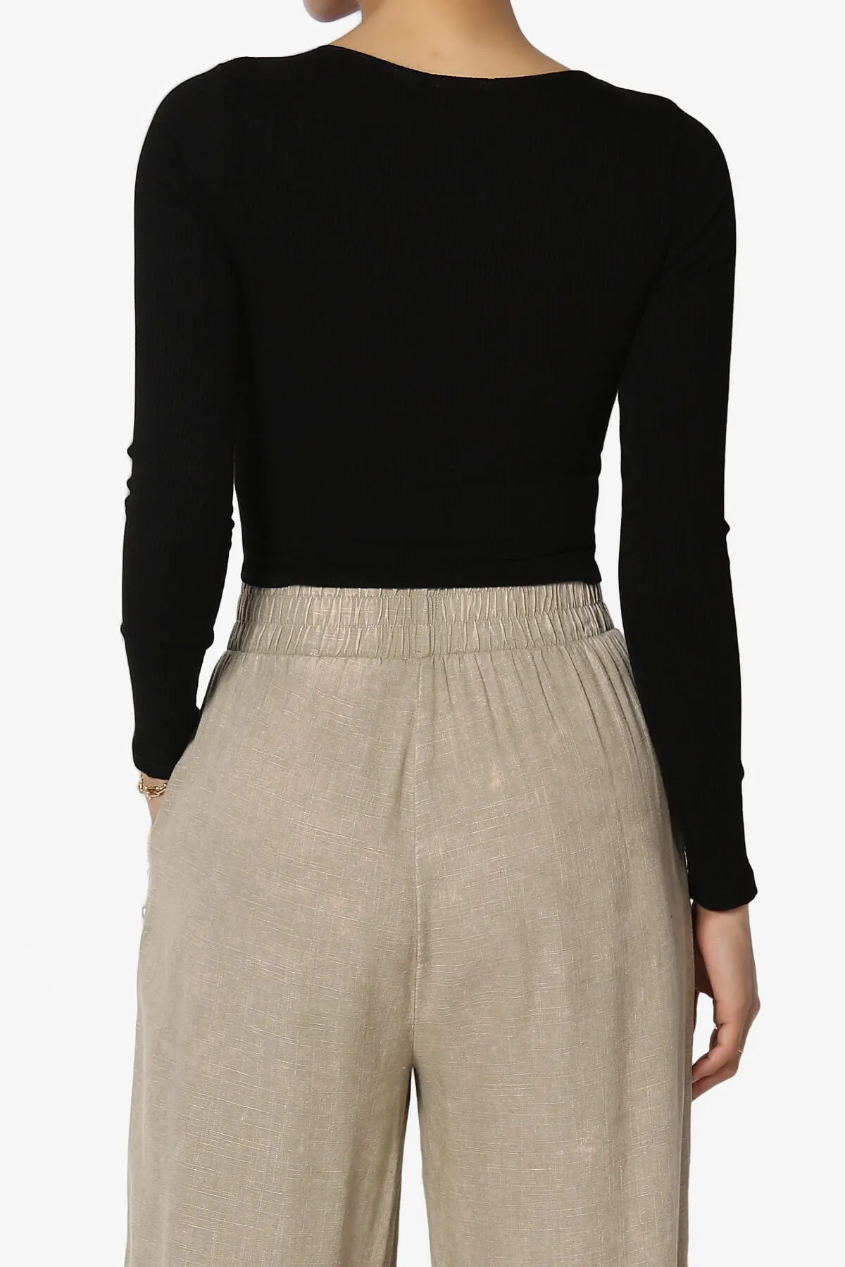 Santana Wrap Front Long Sleeve Crop Top
