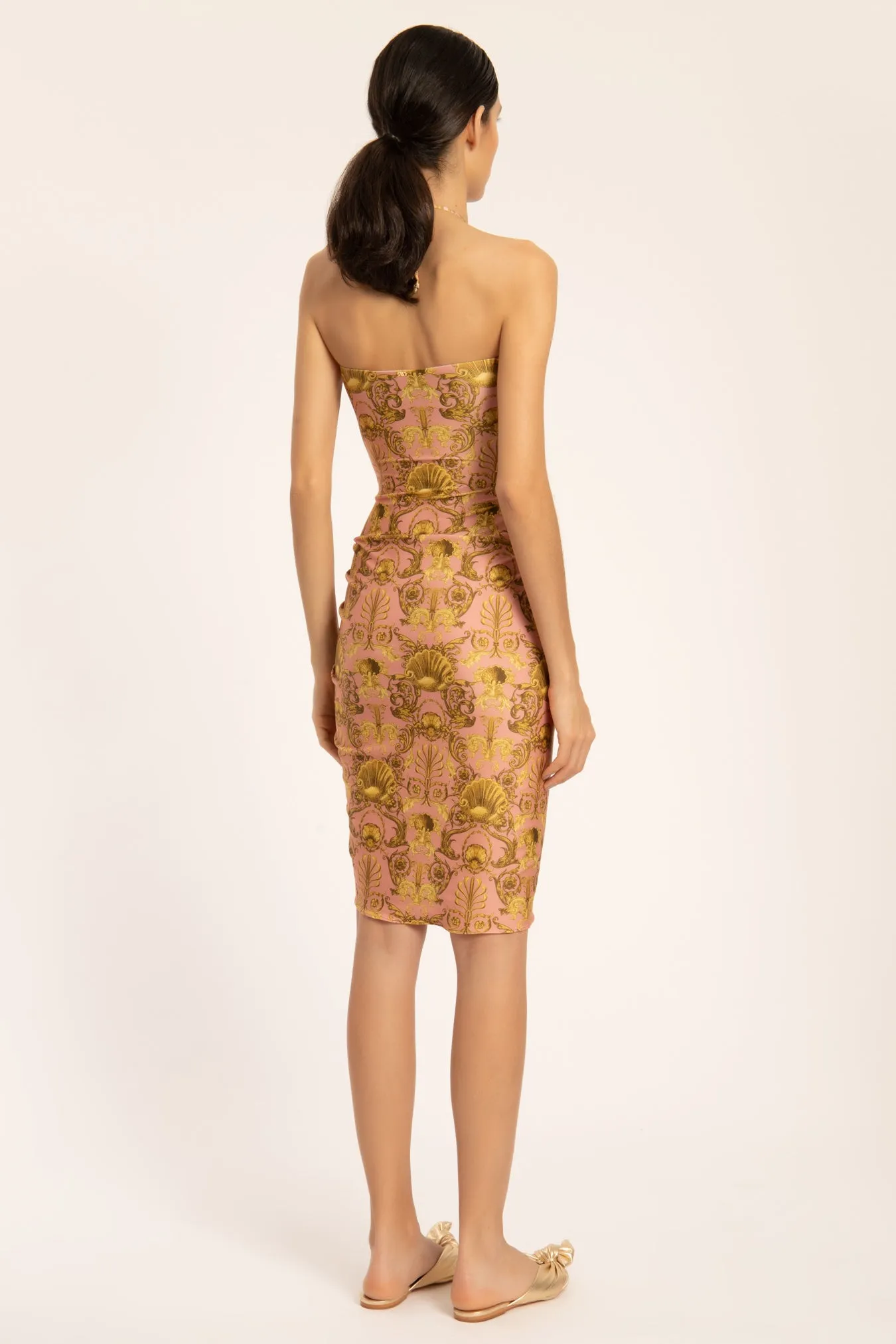 SEASHELL FRILLED MIDI DRESS