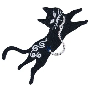 Sew On Motifs Lace Jeans Dresses Garments Appliques Patches Craft 9cm -Black Cat