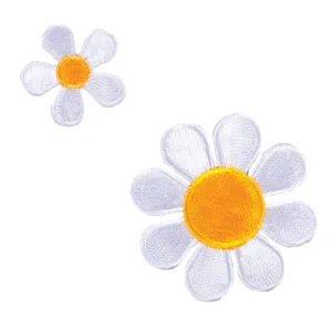 Sew On Motifs Lace Jeans Dresses Garments Appliques Patches -Two White Daisies