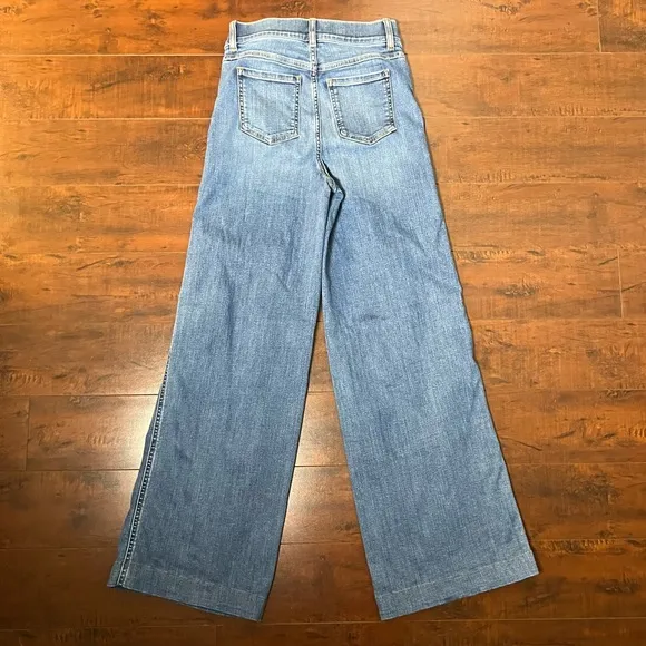 SPANX Wide Leg Pull On Jeans High Rise Blue Denim Vintage Indigo Size XS