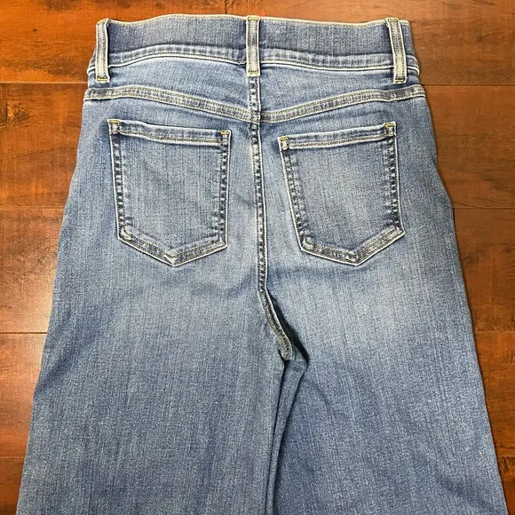 SPANX Wide Leg Pull On Jeans High Rise Blue Denim Vintage Indigo Size XS