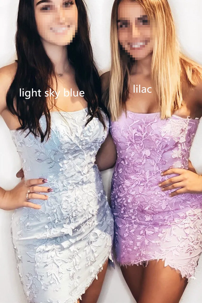 Strapless White Lace Appliques Homecoming Dress