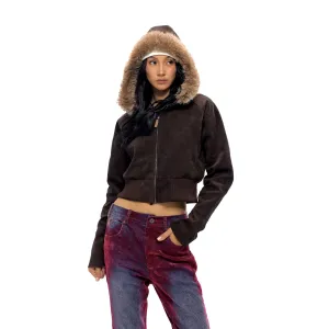 Suede Hooded Jacket