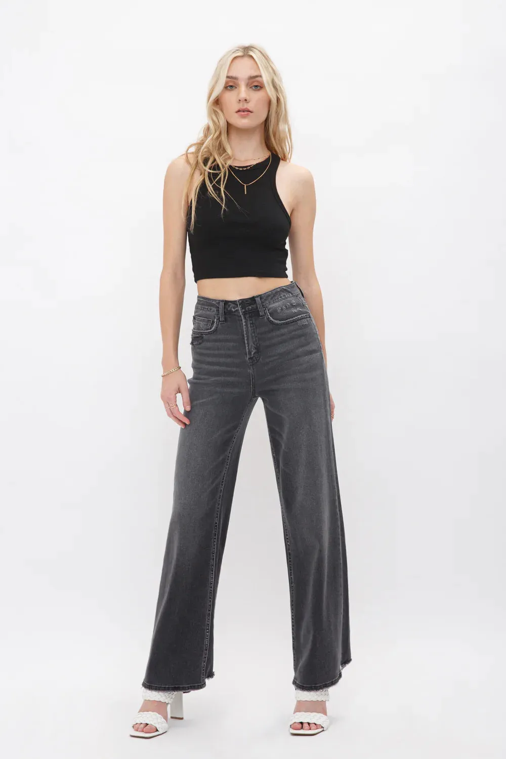 Taking Over High Rise Wide Leg Black Jeans