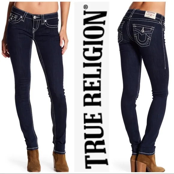 True Religion NWT Halle Flap Big T Nat High Rise Super Skinny Jeans 24