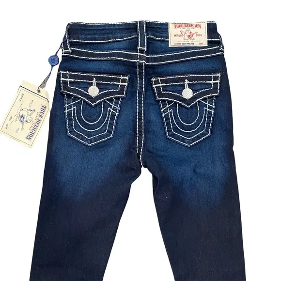 True Religion NWT Halle Flap Big T Nat High Rise Super Skinny Jeans 24