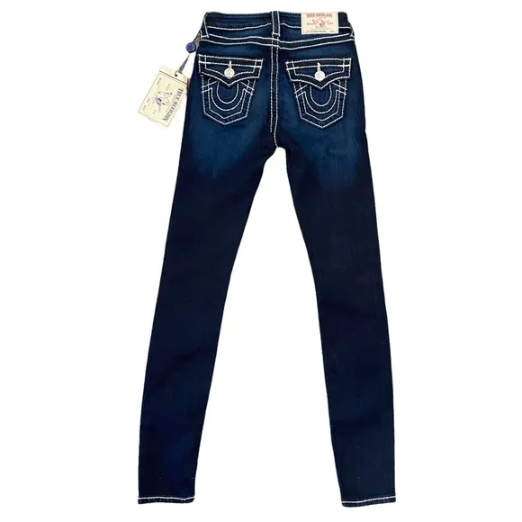 True Religion NWT Halle Flap Big T Nat High Rise Super Skinny Jeans 24