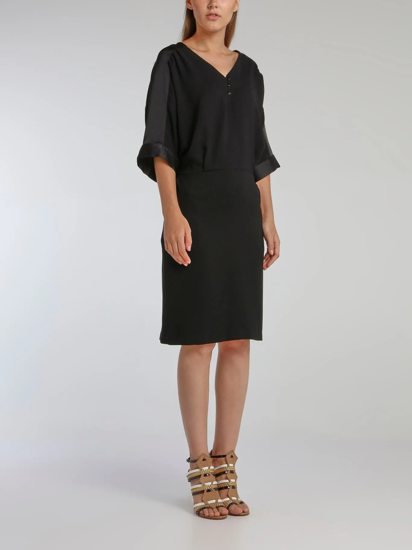 Vampas Black Three-Quarter Sleeve Dress