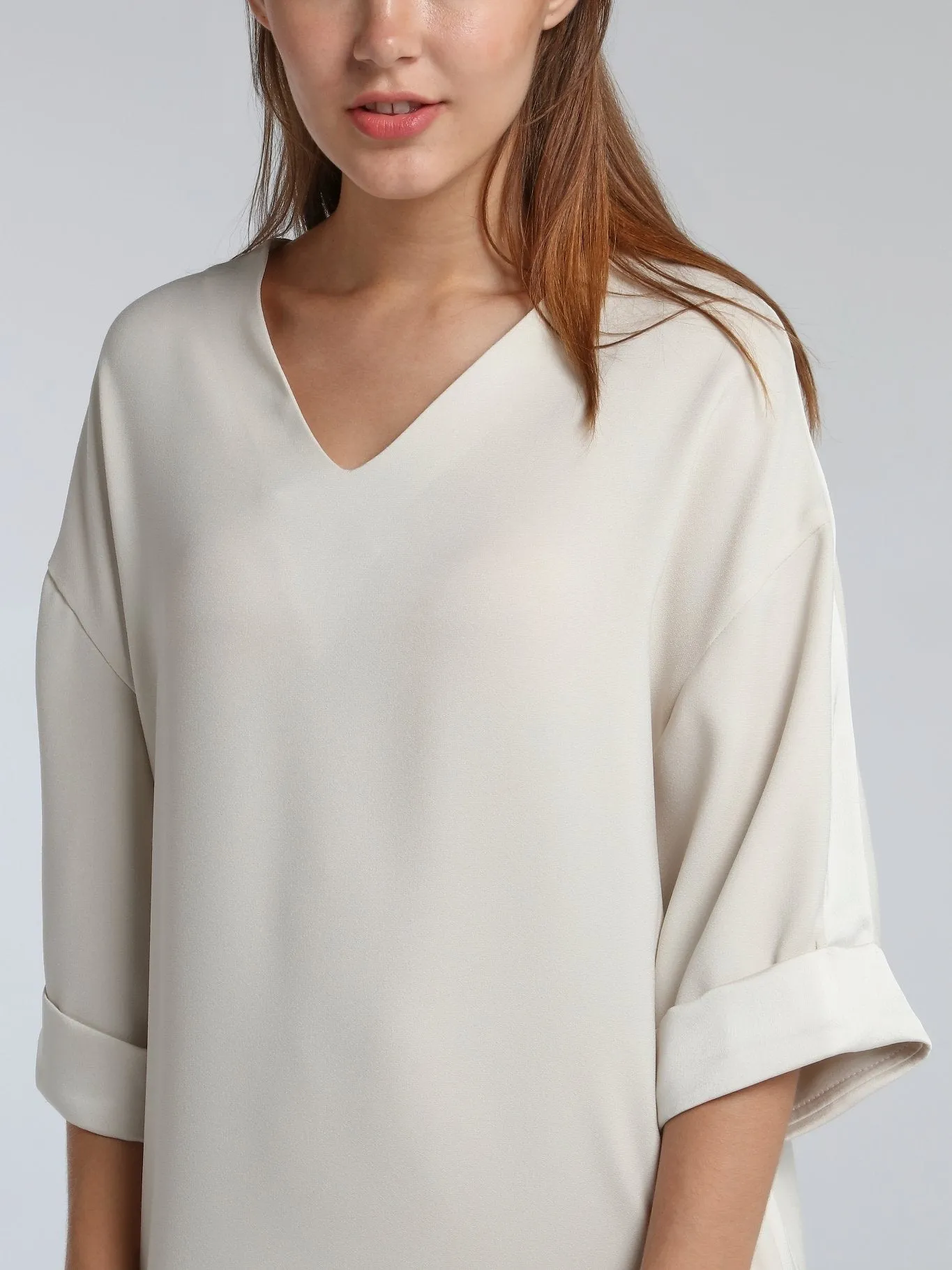 Virginie White Crepe Satin Midi Dress