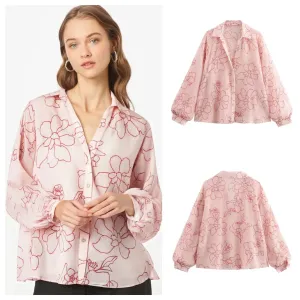 Women's Blouse Long Sleeve Blouses Casual Elegant Streetwear Flower