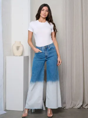 WOMEN'S HIGH RISE TWO TONE DENIM JEANS
